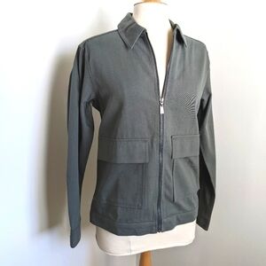 NASO Army Green Unisex Cropped Utility Jacket S worker Zip front collared Unisex